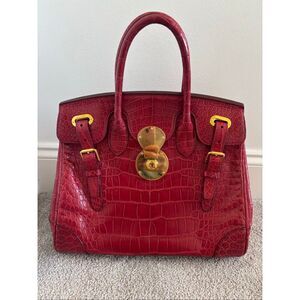 RARE Ralph Lauren Ricky Alligator top handle satchel, red